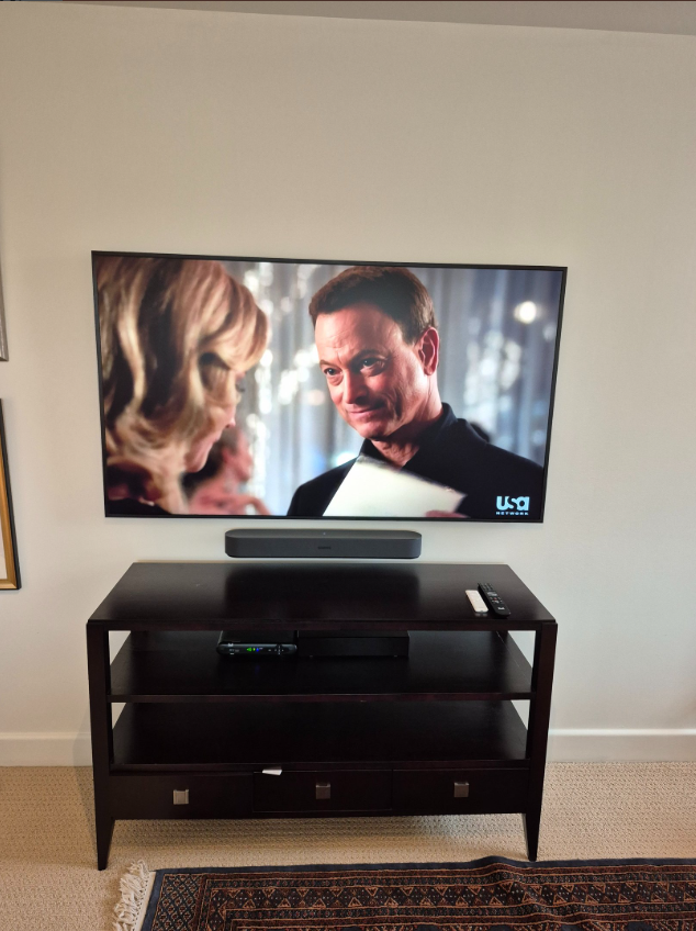 TV stand with soundbar setup installed in Ottawa